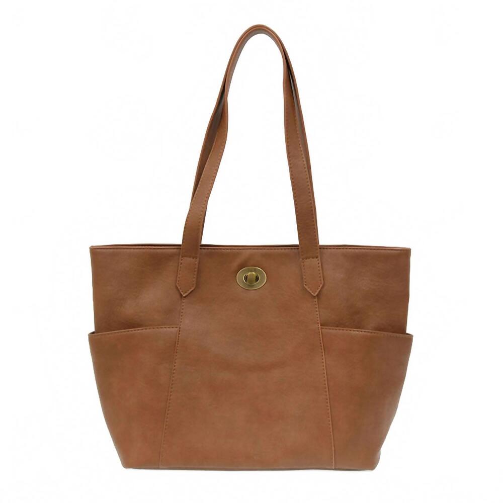 NEW JOY SUSAN women's judy turn lock tote bag in brown